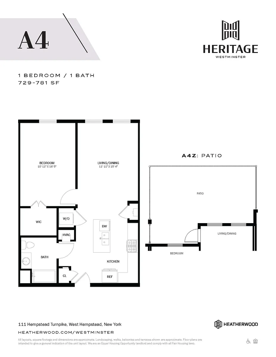 Floor plan 1 Bed, 1 Bath - A4