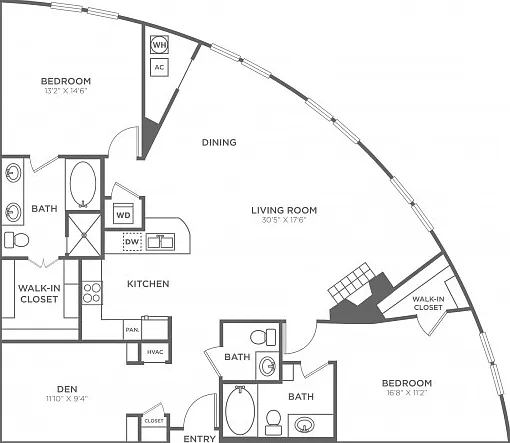 2 Bedroom 2 Bath (1,608 SF) 2 Bedroom 2 Bath (1,608 SF)