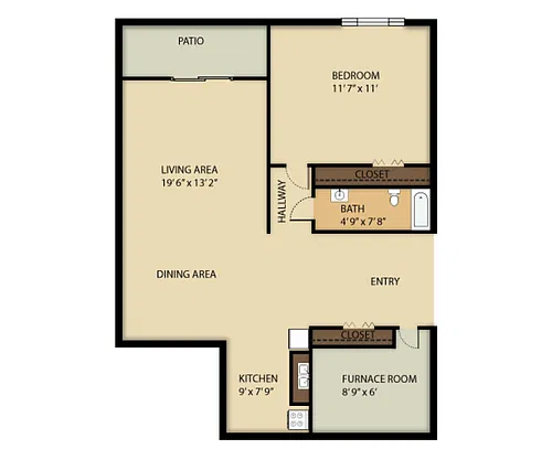 Floor plan 1 Bed 1 Bath
