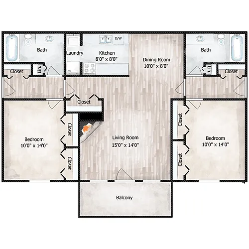 Floor plan 2 Bed 2 Bath