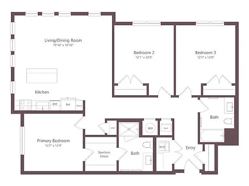 Floor plan C1 | 3 Bed | 2 Bath