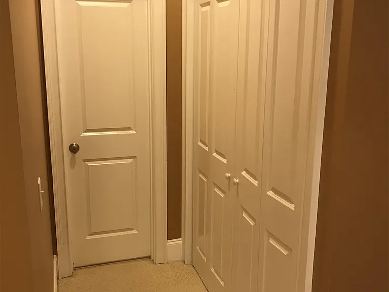 Door to Guest Bathroom on left and a closet on the right.