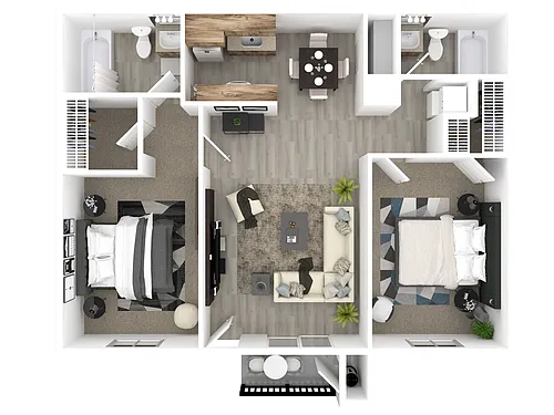 Floor plan Two Bedroom Two Bath