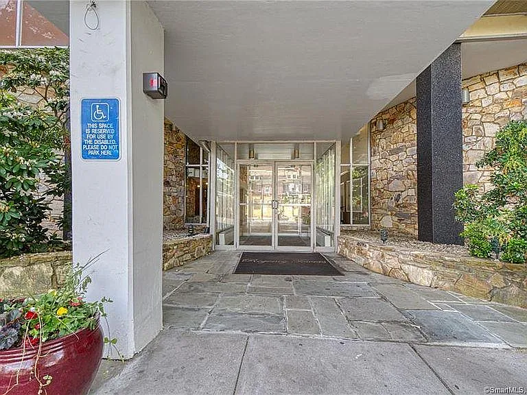 Main entrance to Regency Towers. Two new elevators installed recently.