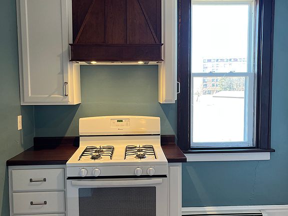 Range with exhaust fan.
