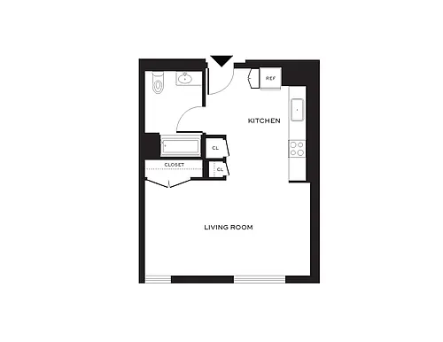 Floor plan Studio 70% AMI - Income Restricted