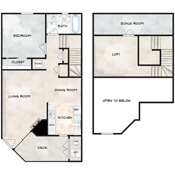 Floor plan 1 Bedroom 1 Bathroom & Loft
