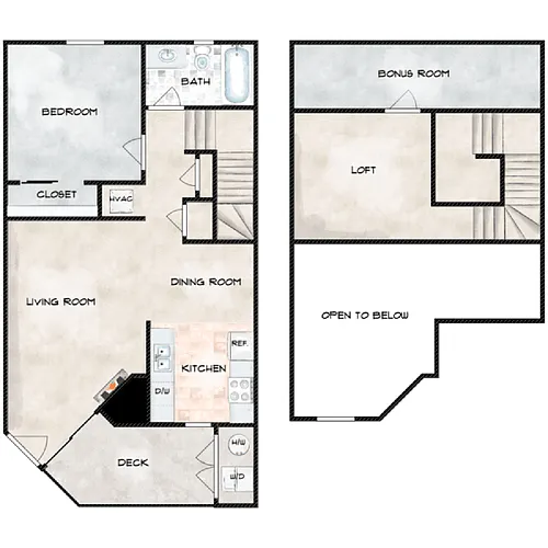 Floor plan 1 Bedroom 1 Bathroom & Loft