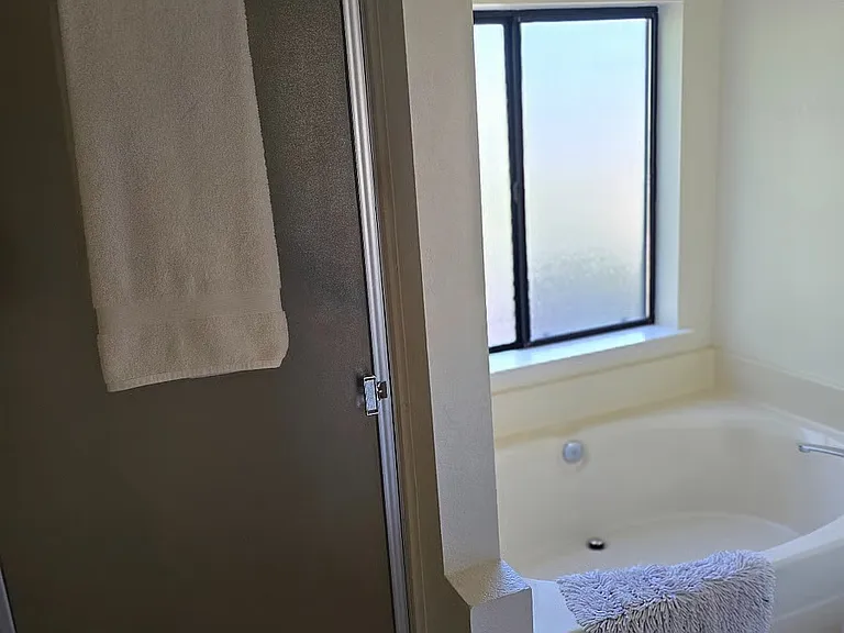 Master bathroom with soaking tub & shower.