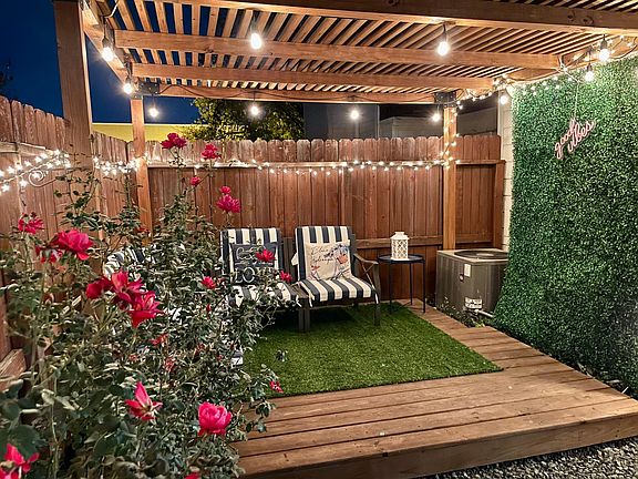 Night view of the back patio