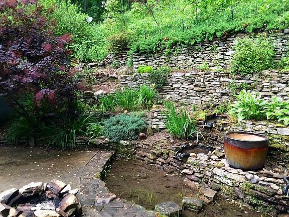 Backyard with water feature