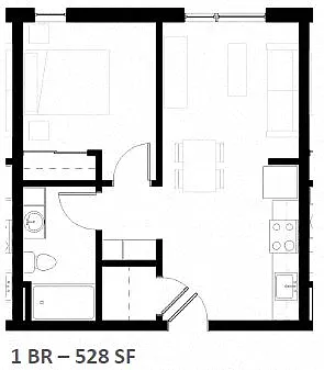 Floor plan One Bed One Bath