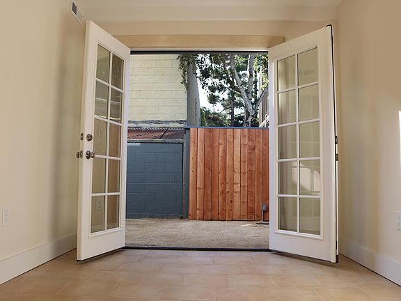 French doors to backyard