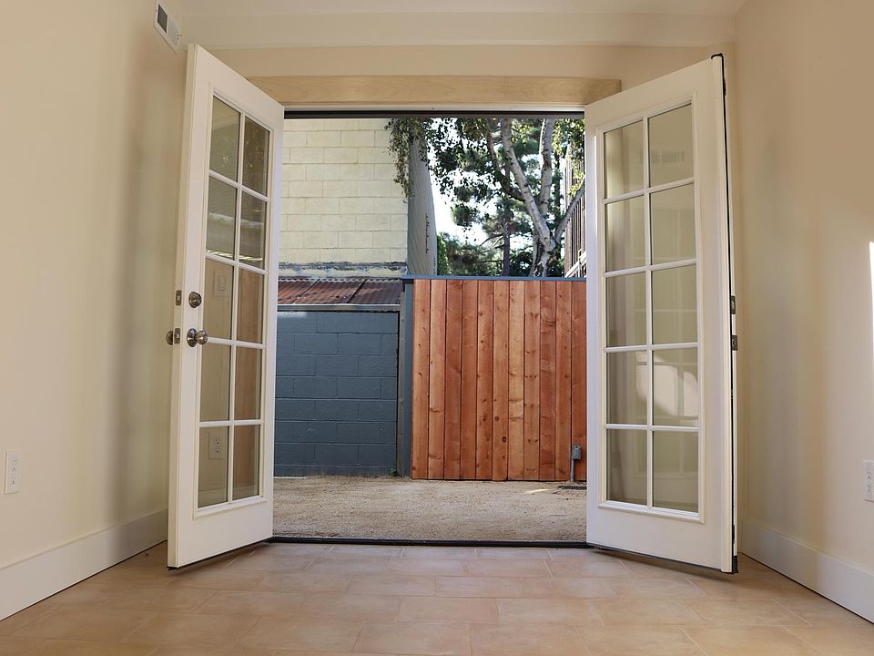 French doors to backyard