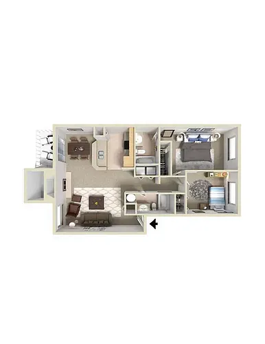 Floor plan Two Bedroom Two Bath