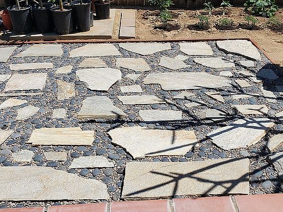 Flagstone off patio