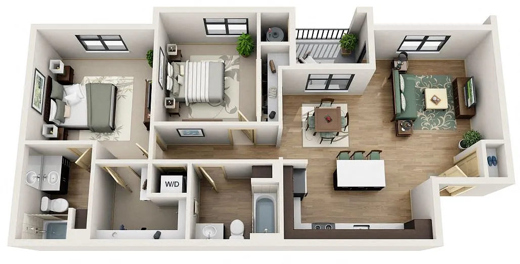 Floor plan B4 - 2 Bedroom, 2 Bath
