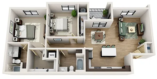 Floor plan B4 - 2 Bedroom, 2 Bath