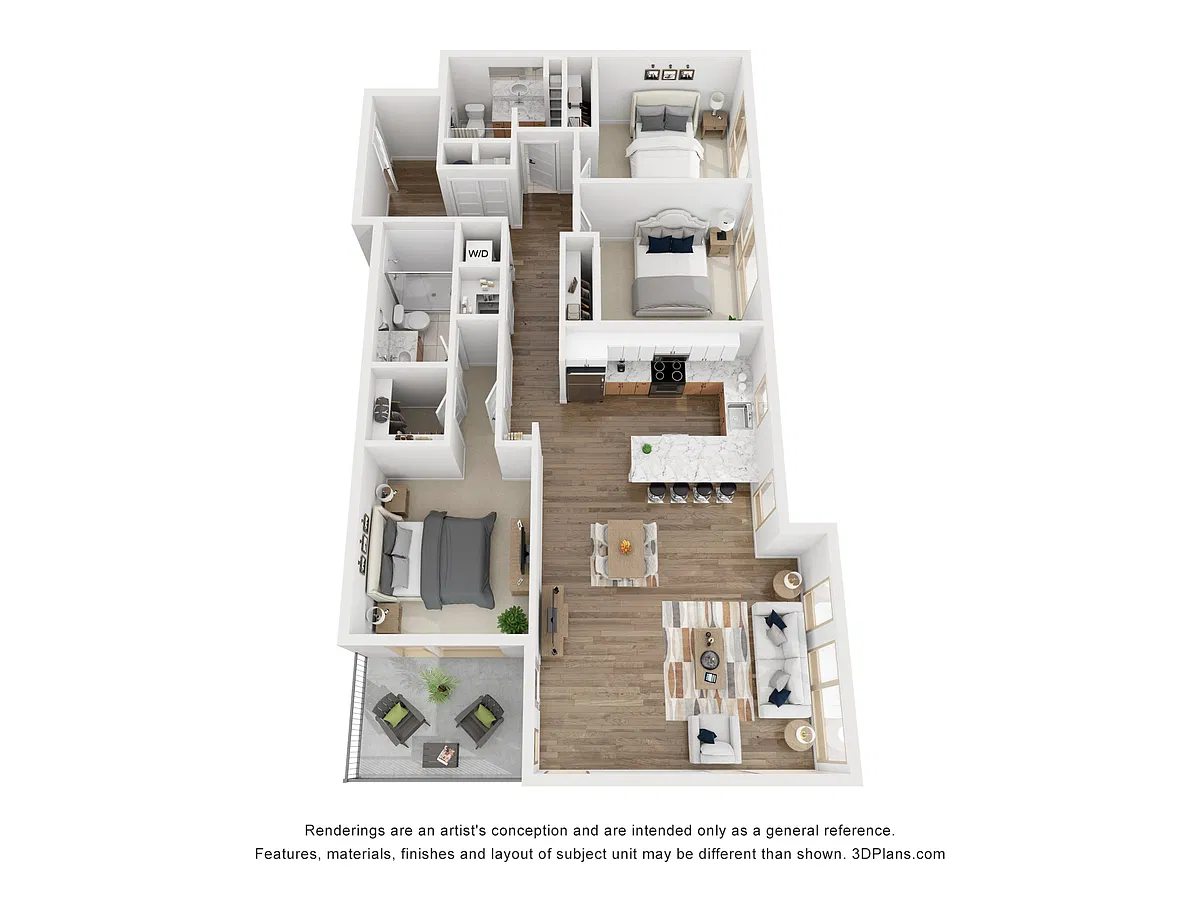 Floor plan 3 Bedroom 2 Bath