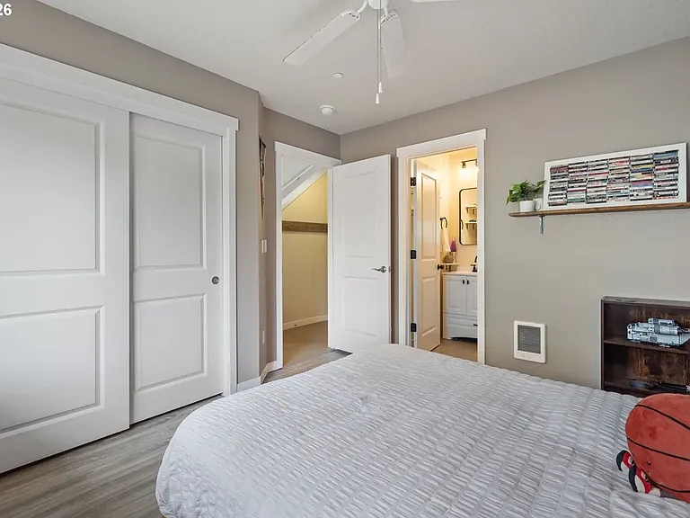 Large bedroom on entry level with it's own, full bathroom