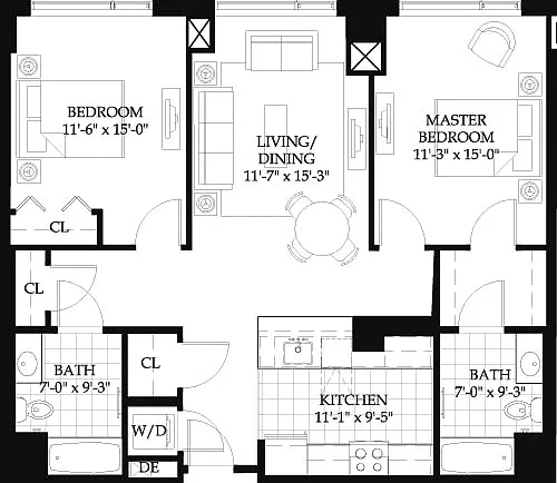 Floor plan Asteria Two Bedroom (4)