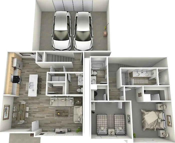 PLAN B2.3 TOWNHOME Floorplan Diagram