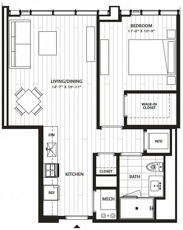 Floor plan 1 Bed/1 Bath-A10