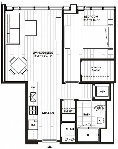 Floor plan 1 Bed/1 Bath-A10
