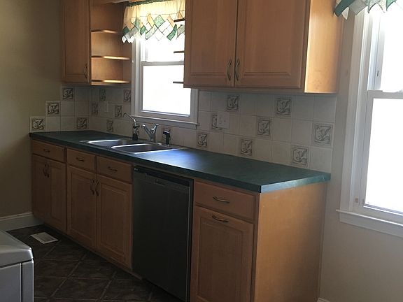 Tile squares as back splash.