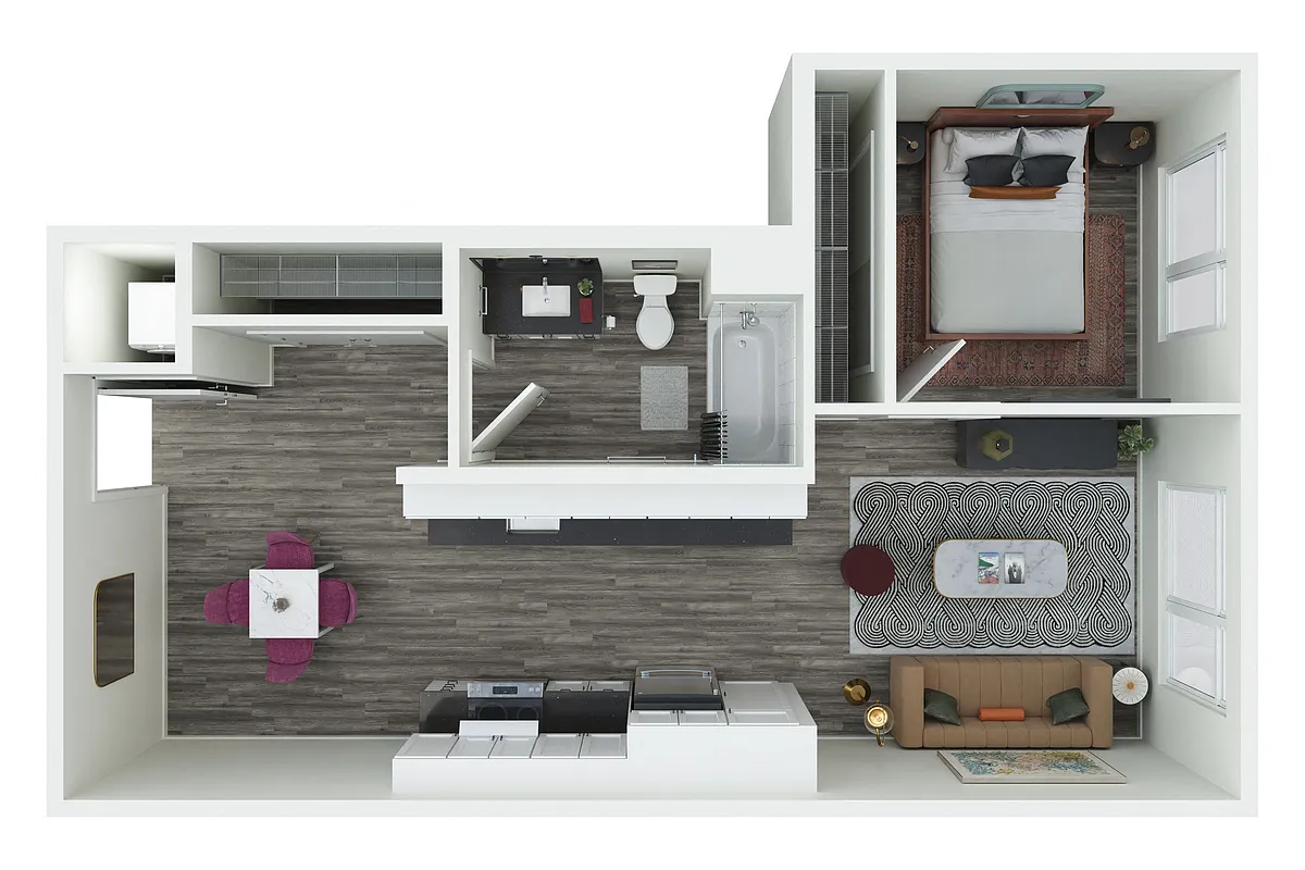 Floor plan 1x1 den - 1.04 + D
