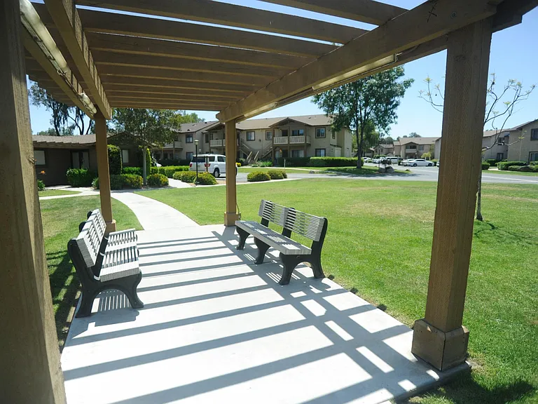 Park benches in Open Space