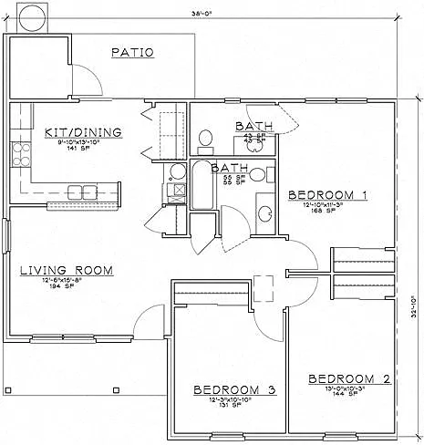 Floor plan 2 Bedroom Unit w/Den Ranch