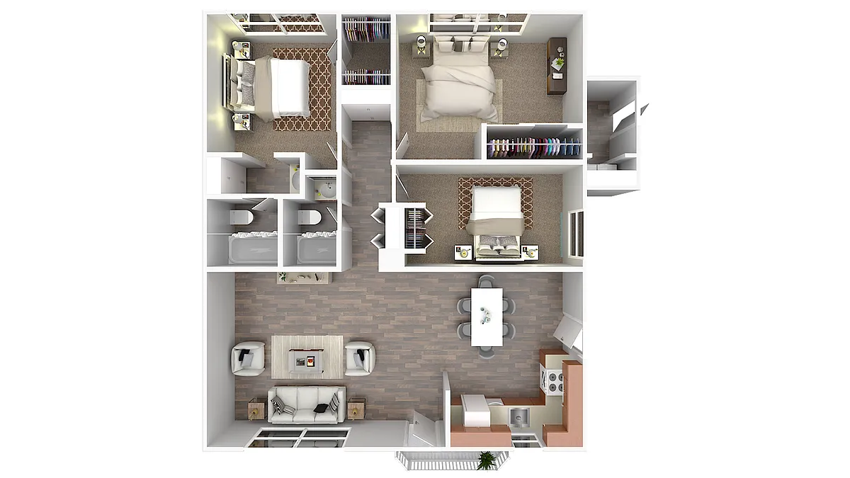 Floor plan D2-3 bedroom