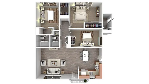 Floor plan D2-3 bedroom
