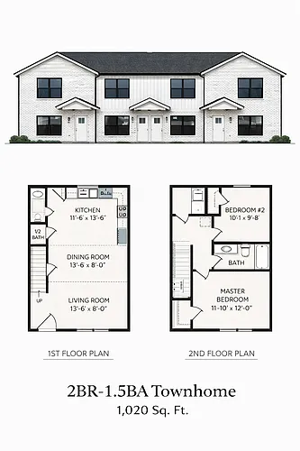 Floor plan 2BR-2BA Townhome
