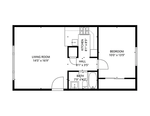 Floor plan 1 Bedroom 1 Bath Flat