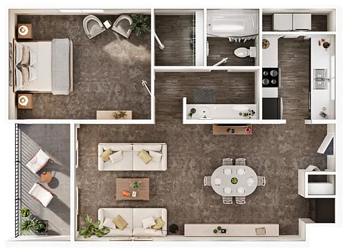 Floor plan 1X1 B