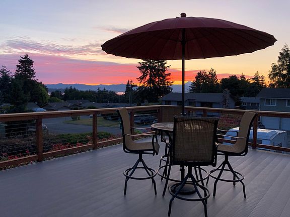 Back deck with view of the Chuckanut Hills and Padilla Bay