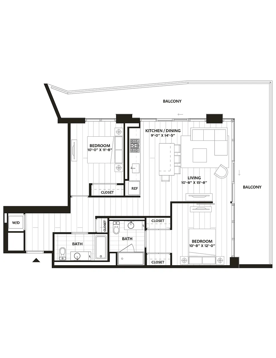Floor plan 2 Bed/2 Bath-B11