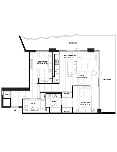 Floor plan 2 Bed/2 Bath-B11
