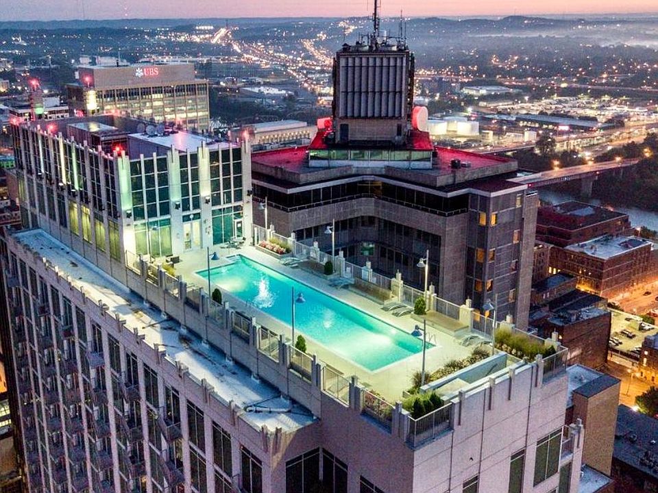 The Viridian rooftop pool open 24/7.