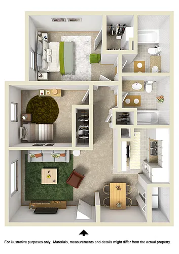 Floor plan Two Bedroom Two Bath