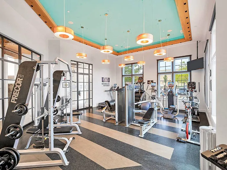 Health club with Precor treadmills, ellipticals, stair climber, strength and circuit-training equipment