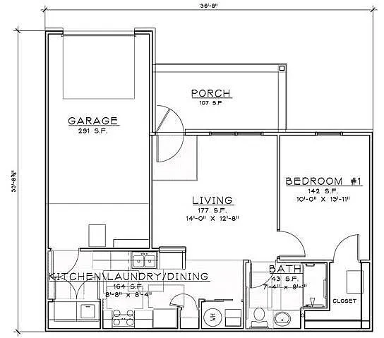 Floor plan 1 Bedroom/1 Bath