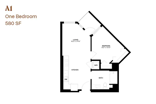 Floor plan One Bedroom A1