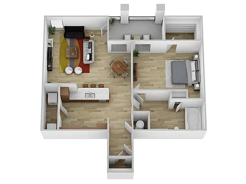 Floor plan 1 Bed, 1 Bath C