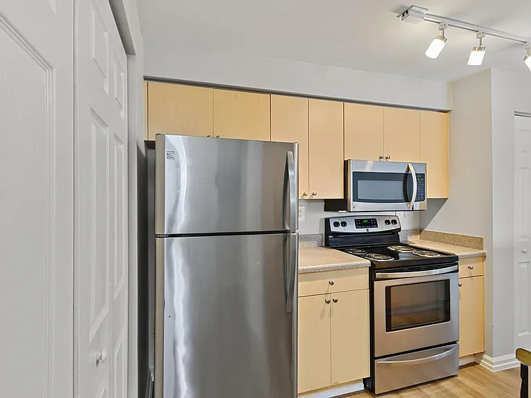 Partial classic kitchen with stainless appliances
