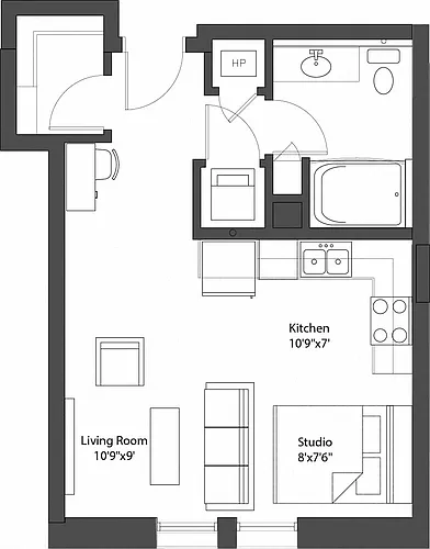 Floor plan BrewHouse Loft 414