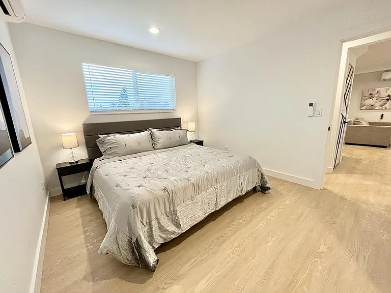 1st Bedroom downstairs with King size bed and walk in closet