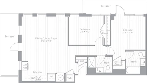 Floor plan 2 Bed/2 Bath-B05